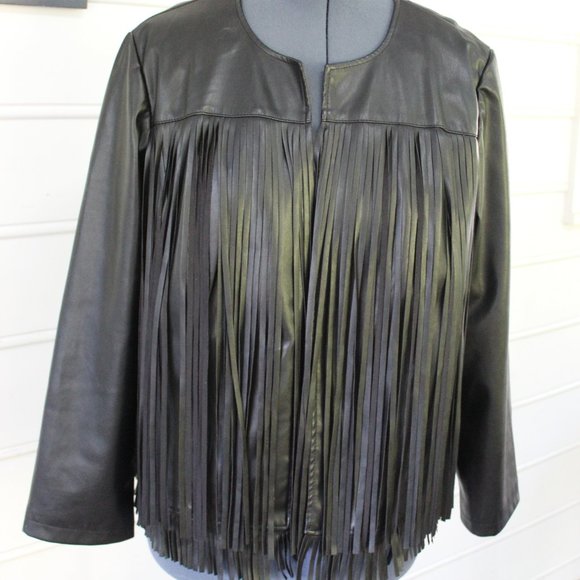 Chico's Jackets & Blazers - Chico's Faux-Leather Tassel Jacket